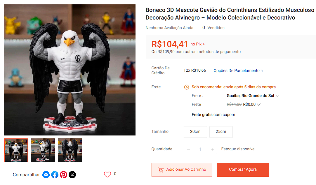 Boneco 3D Mascote Estilizado — Modelo Colecionável e Decorativo